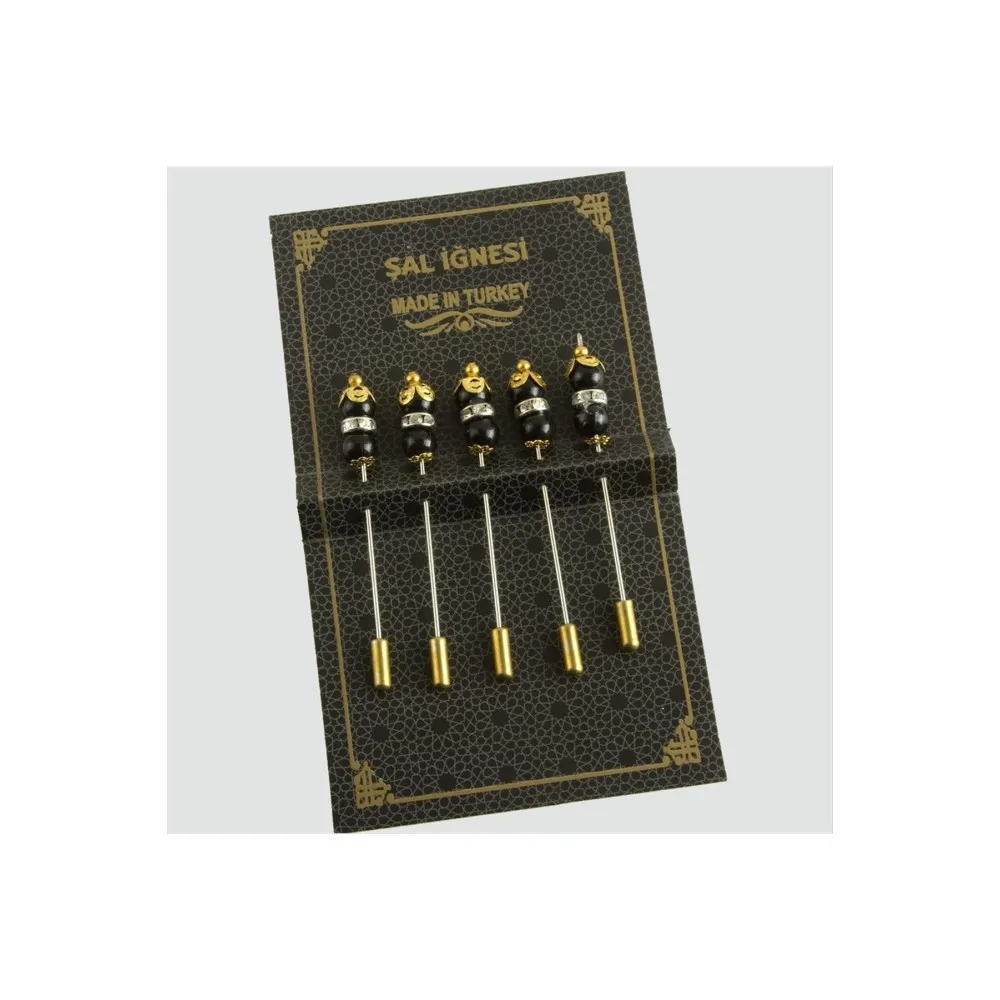 5 Adet Boncuk Şal İğnesi-Siyah