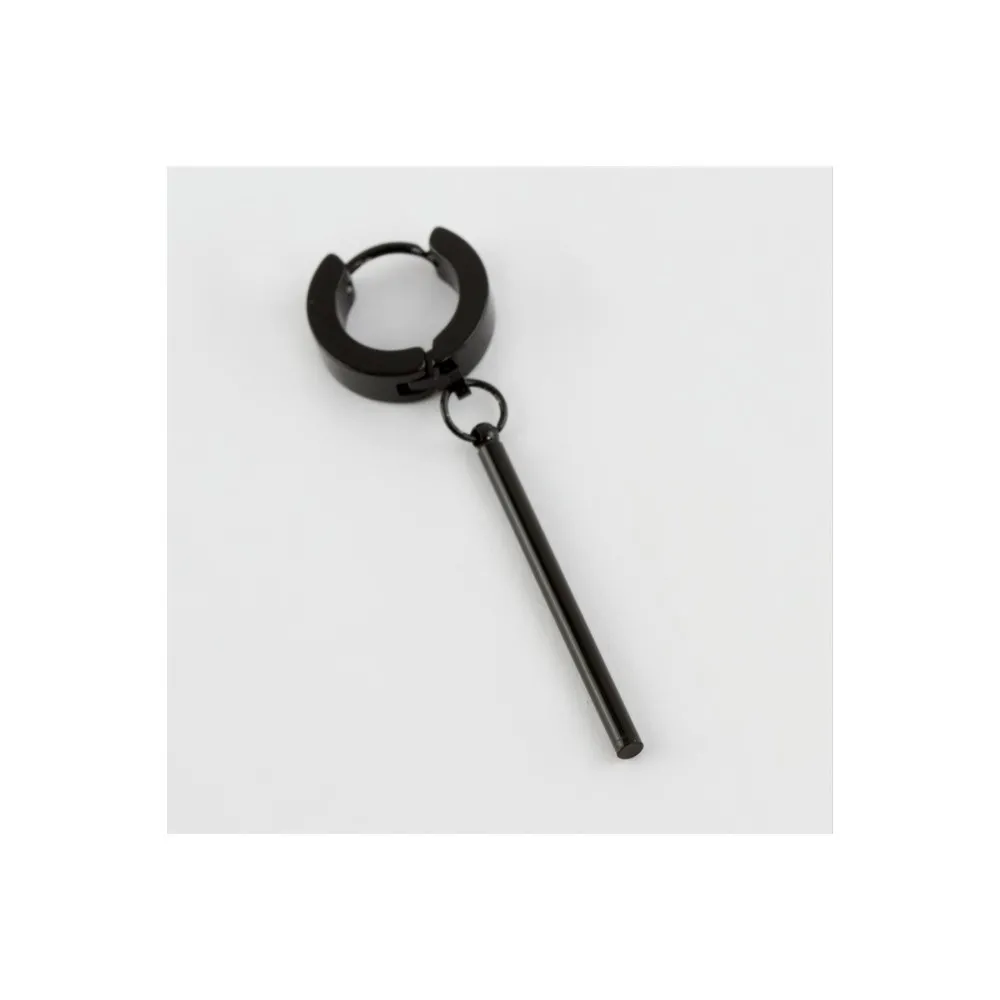 Çubuk Figürlü Çelik Erkek Küpe 1 Adetc-Siyah