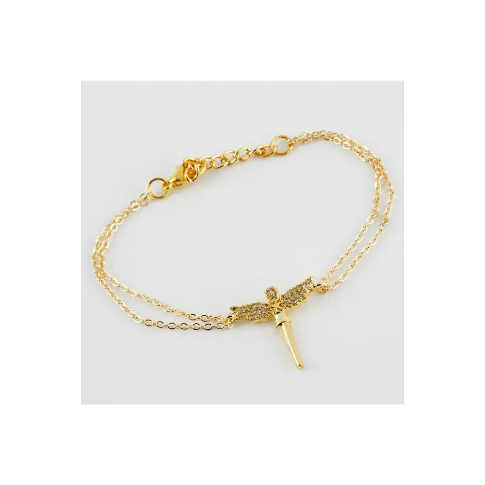 Peri Figürlü Zirkon Taşlı Bileklik-Gümüş Rengi