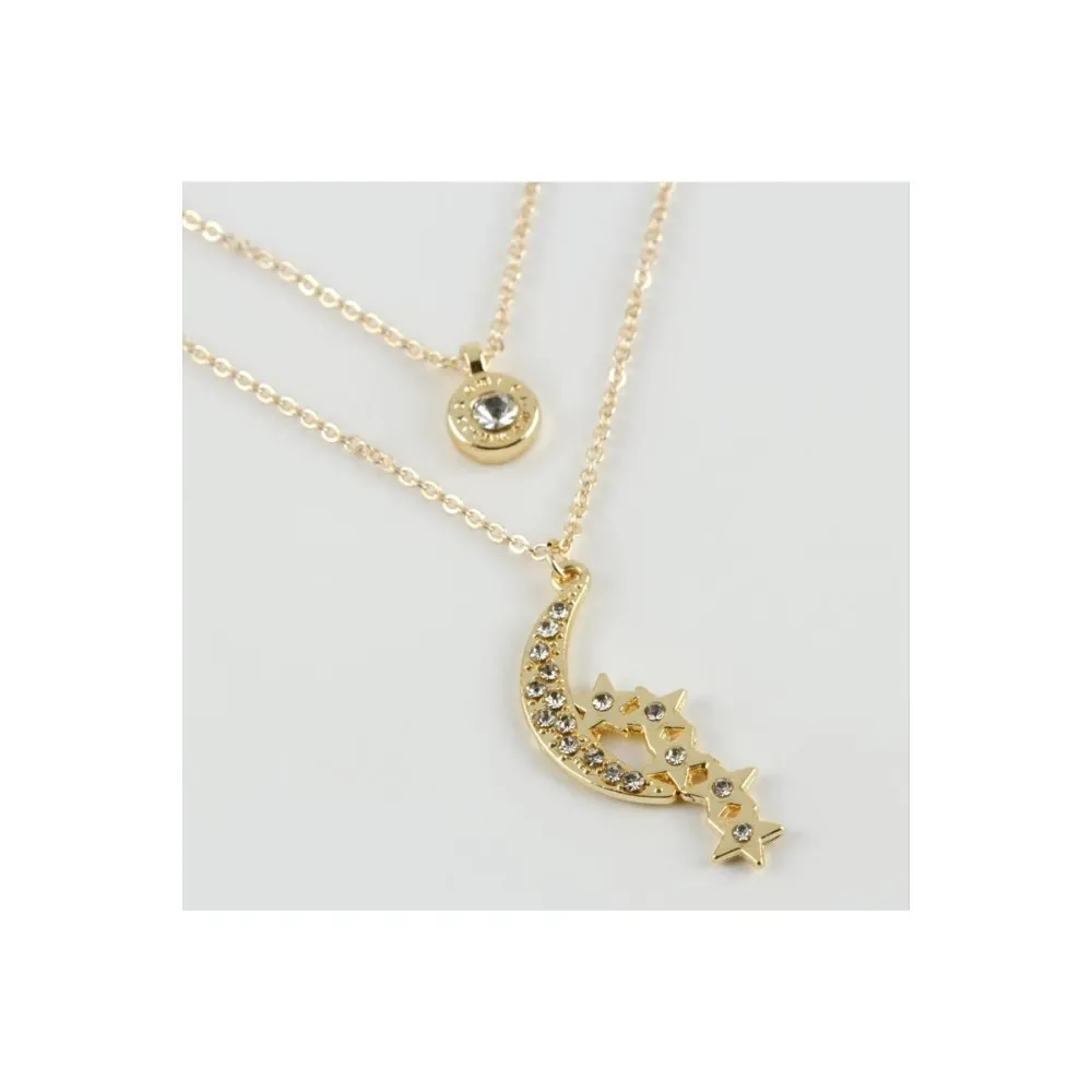 Ay Yıldız Figürlü Yeni Sezon İkili Kolye-Sarı