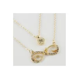 Aşk Yazılı Sonsuzluk Figürlü Yeni Sezon İkili Kolye-Sarı