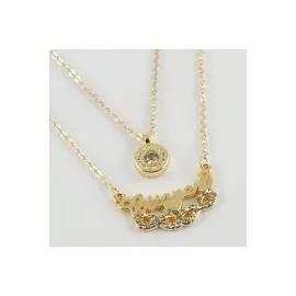 Sonsuzluk Figürlü Yeni Sezon İkili Kolye-Sarı