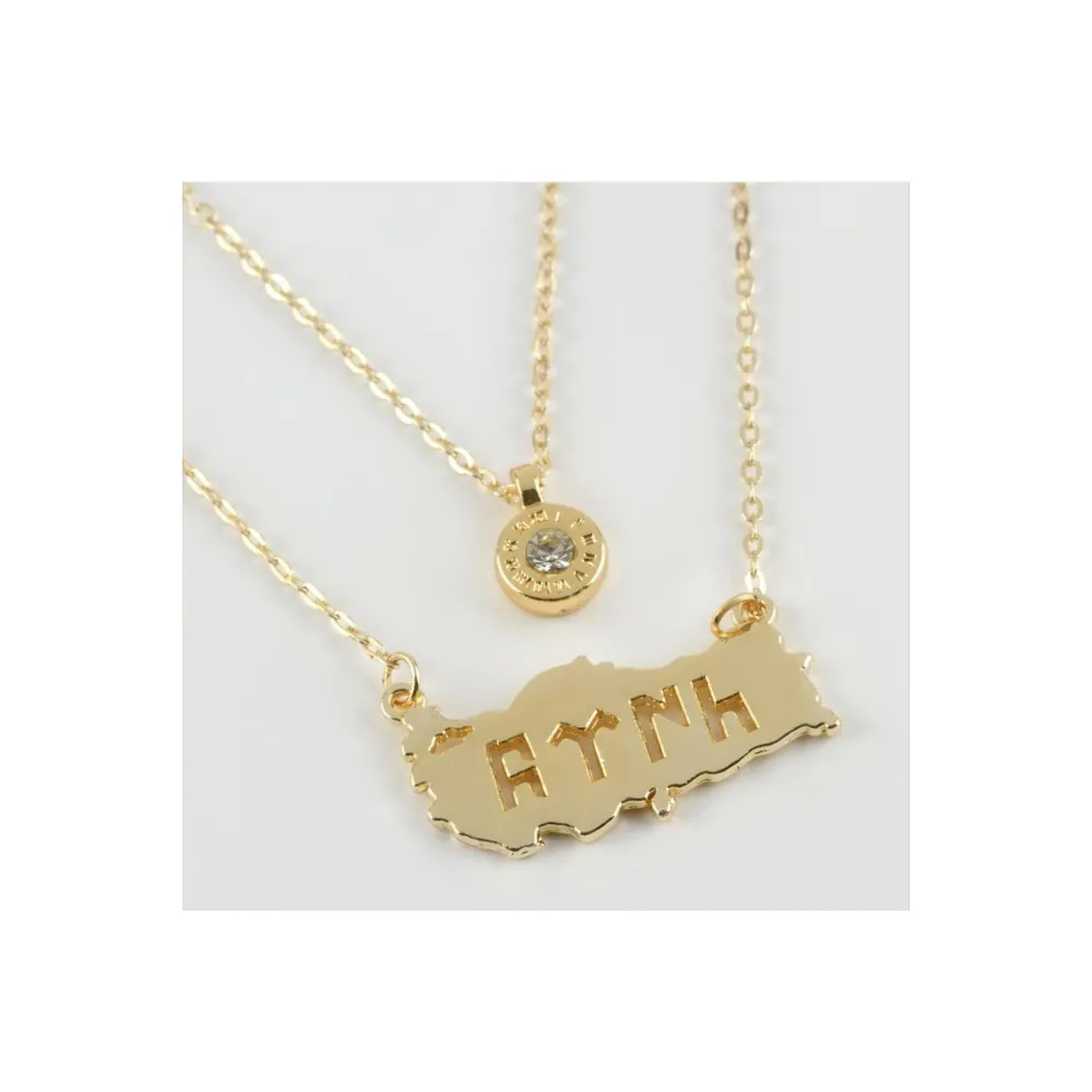 Türk Yazılı Yeni Sezon İkili Kolye-Sarı