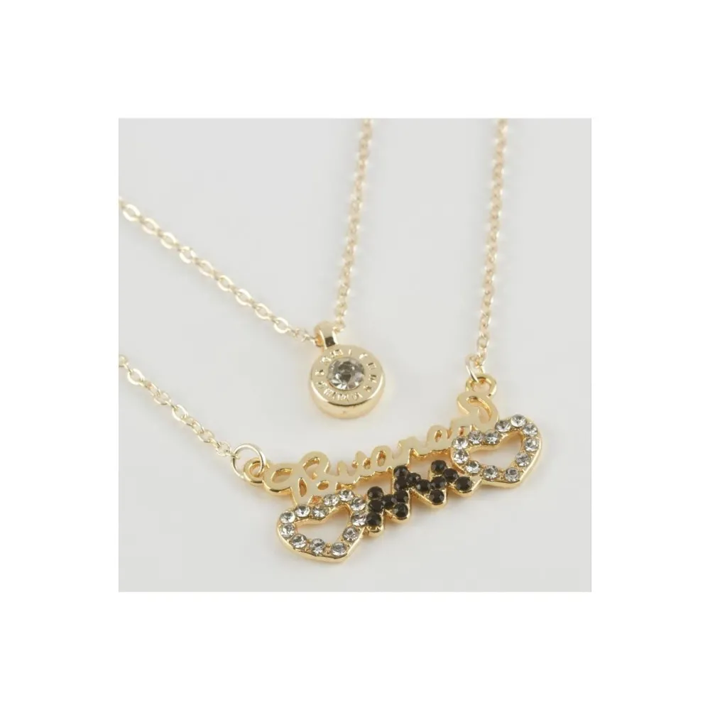 Bitanem Yazılı Ritim Figürlü Yeni Sezon İkili Kolye-Gümüş Rengi