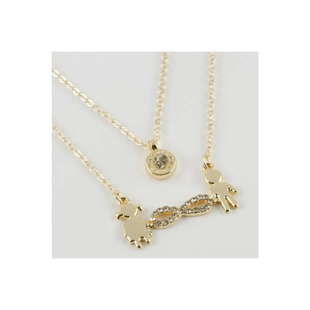 Sonsuzluk Figürlü Yeni Sezon İkili Kolye-Sarı