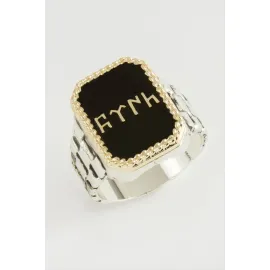 Göktürk Metal Erkek Yüzük-Siyah