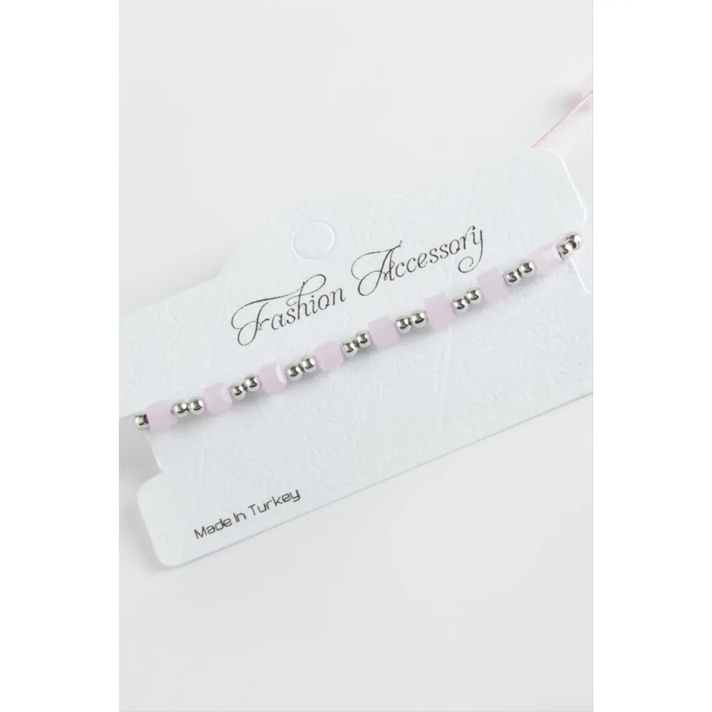 Küp Top Metal Kristal Bileklik-Açık Pembe