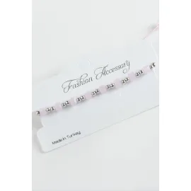 Küp Top Metal Kristal Bileklik-Açık Pembe