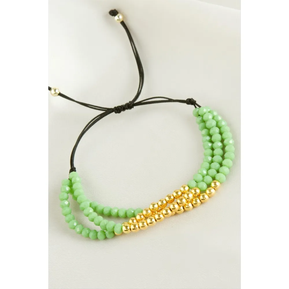 Top Metal Üçlü Kristal Bileklik-Su Yeşili