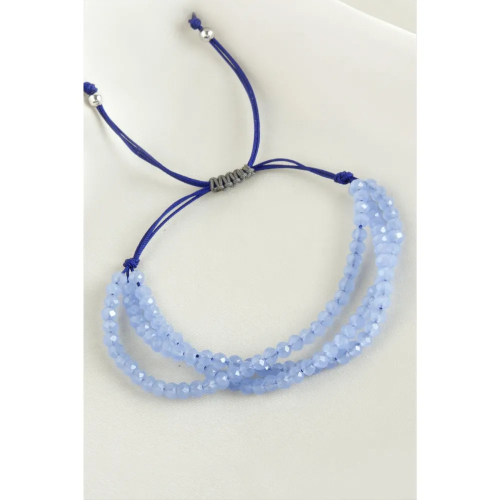 Üçlü Kristal Bileklik-Açık Mavi