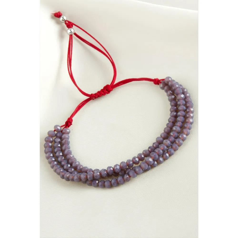 Üçlü Kristal Bileklik-Açık Mor