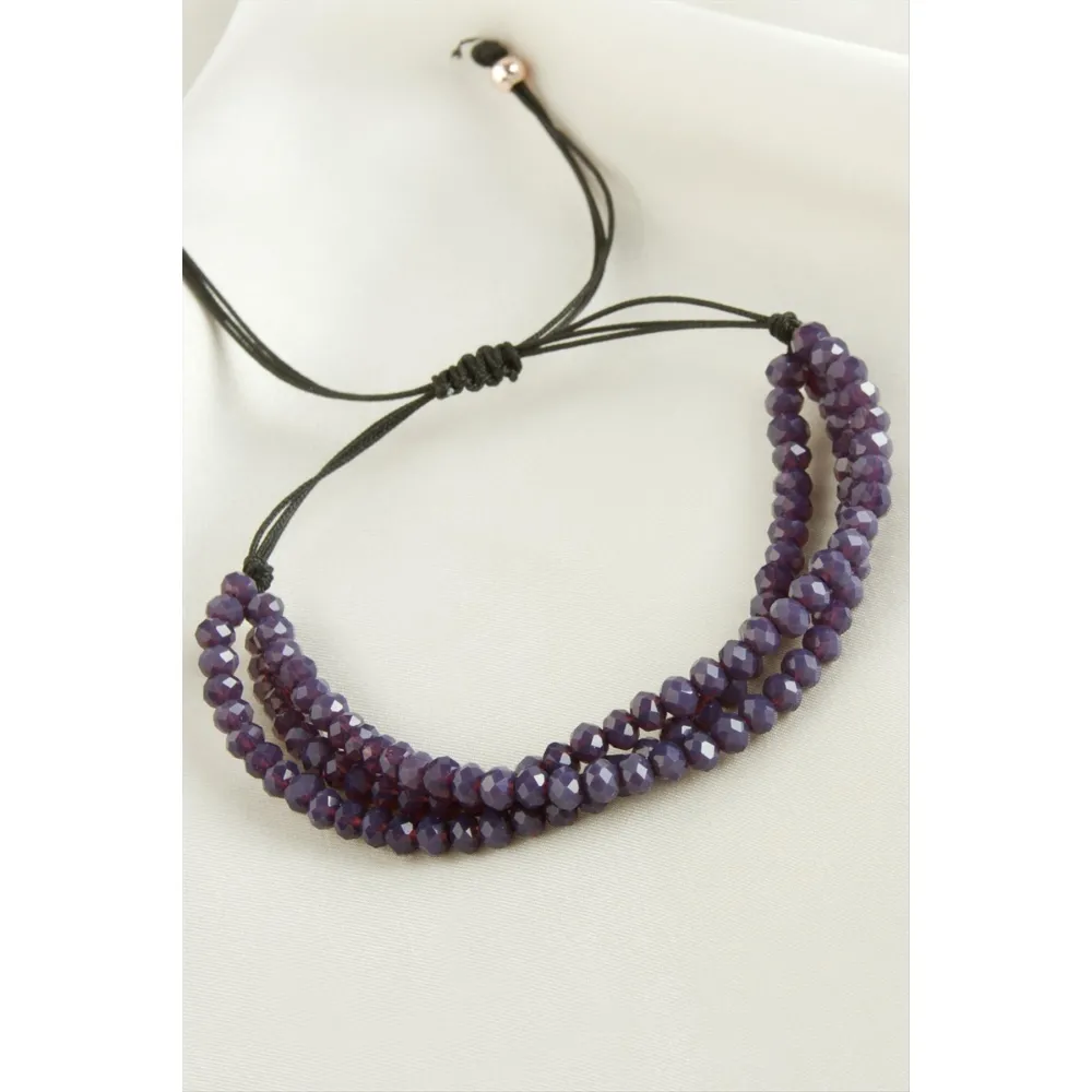 Üçlü Kristal Bileklik-Mor