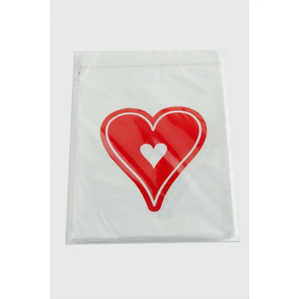 11X17 Kalp Sedef Poşet Paketi 100 Adet-Beyaz