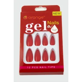 Orange Yapıştırıcılı Jel Takma Tırnak-Kırmızı