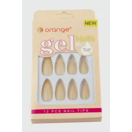 Orange Yapıştırıcılı Jel Takma Tırnak-Krem