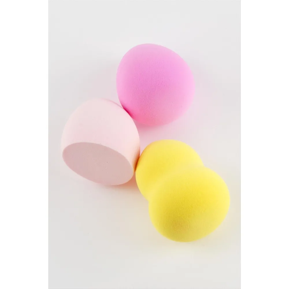 3 Adet Yumurta Silindir Makyaj Süngeri-Renkli