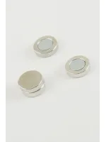 Yuvarlak Mıknatıslı Küpe-Gümüş Rengi