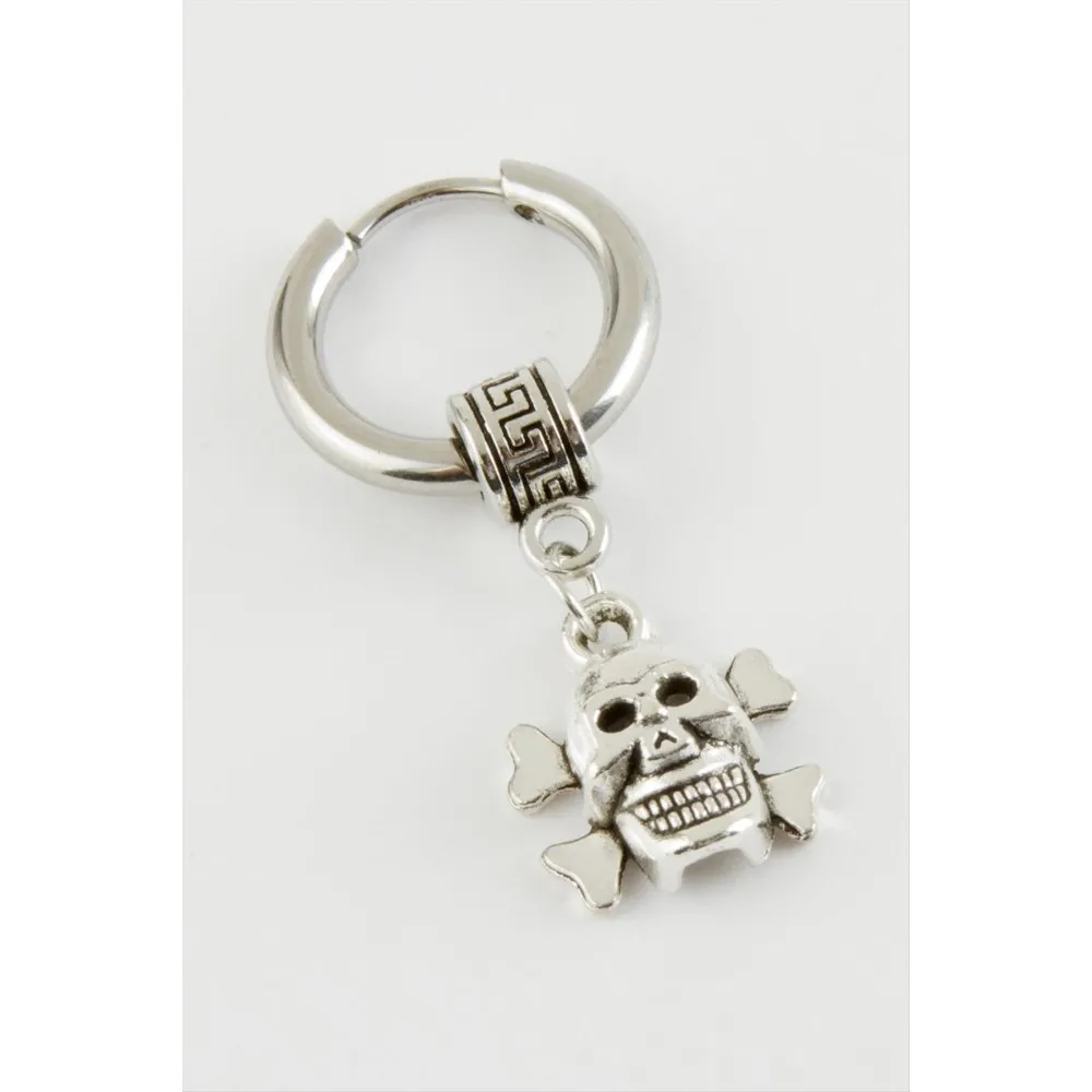 Kuru Kafa Erkek Çelik Küpe-Gümüş Rengi