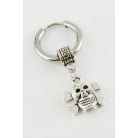 Kuru Kafa Erkek Çelik Küpe-Gümüş Rengi