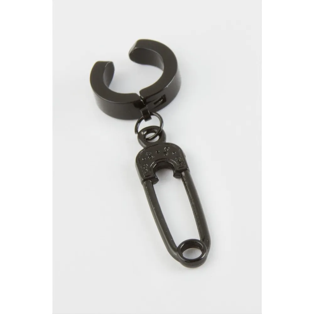 Çengel Erkek Çelik Küpe-Gümüş Rengi