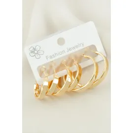 6 Adet Ezme Halka Küpe 2-2,5-3 cm-Sarı