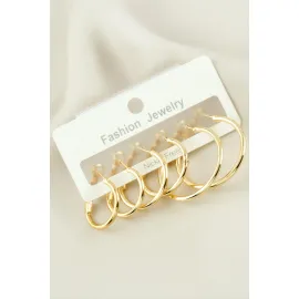 6 Adet İnce Boru Halka Küpe 2-2,5-3 cm-Sarı