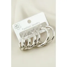 6 Adet Kalın Boru Halka Küpe 2-2,5-3 cm-Sarı