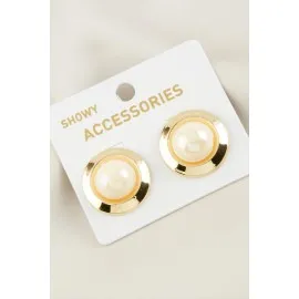 Yuvarlak Yeni Sezon İnci Küpe-Gümüş Rengi