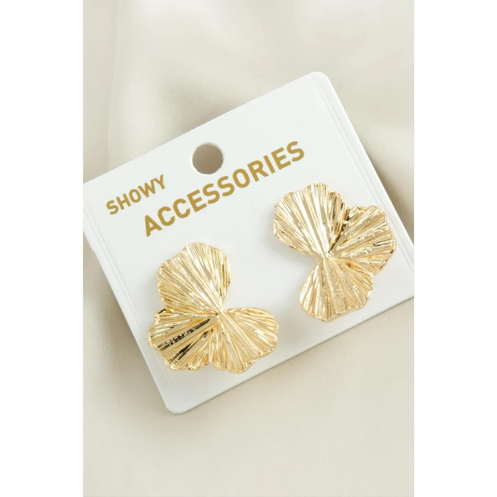 Yaprak Yeni Sezon Metal Küpe-Sarı