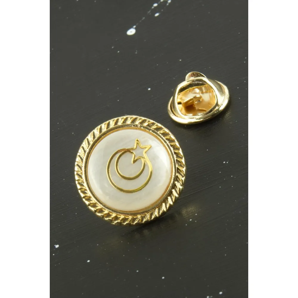 Ay Yıldız Sedef Yaka Rozet-Sarı