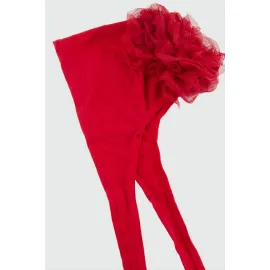 Dikişli Fırfırlı Bone-Kırmızı