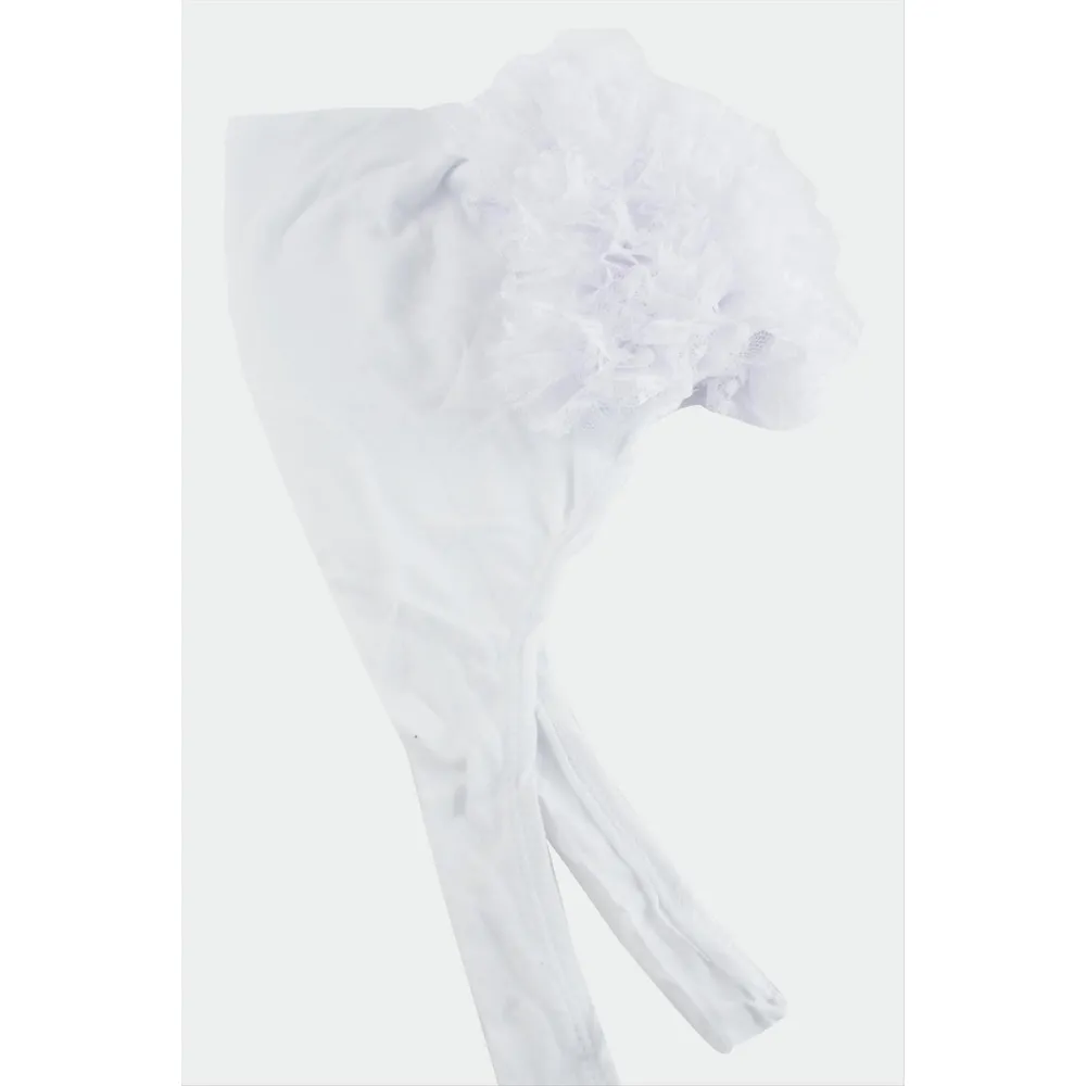 Dikişsiz Fırfırlı Bone-Beyaz