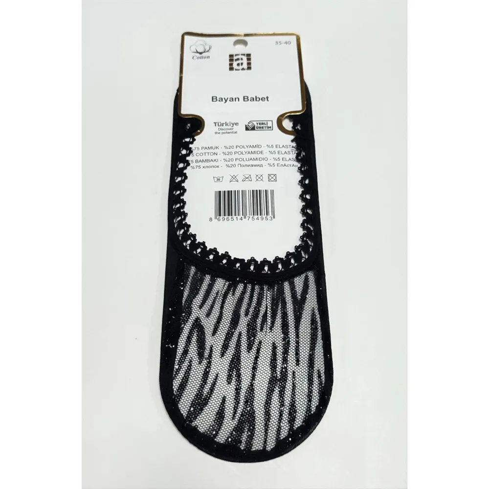 Sarmal Dantel Babet Çorap-Siyah
