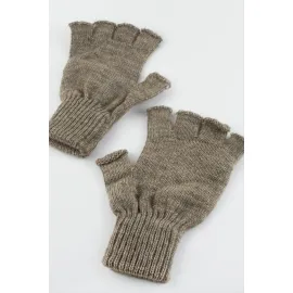 Kesik Uçlu Eldiven-Açık Kahverengi