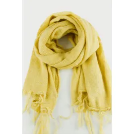 Örgülü İplik Kışlık Şal-Sarı