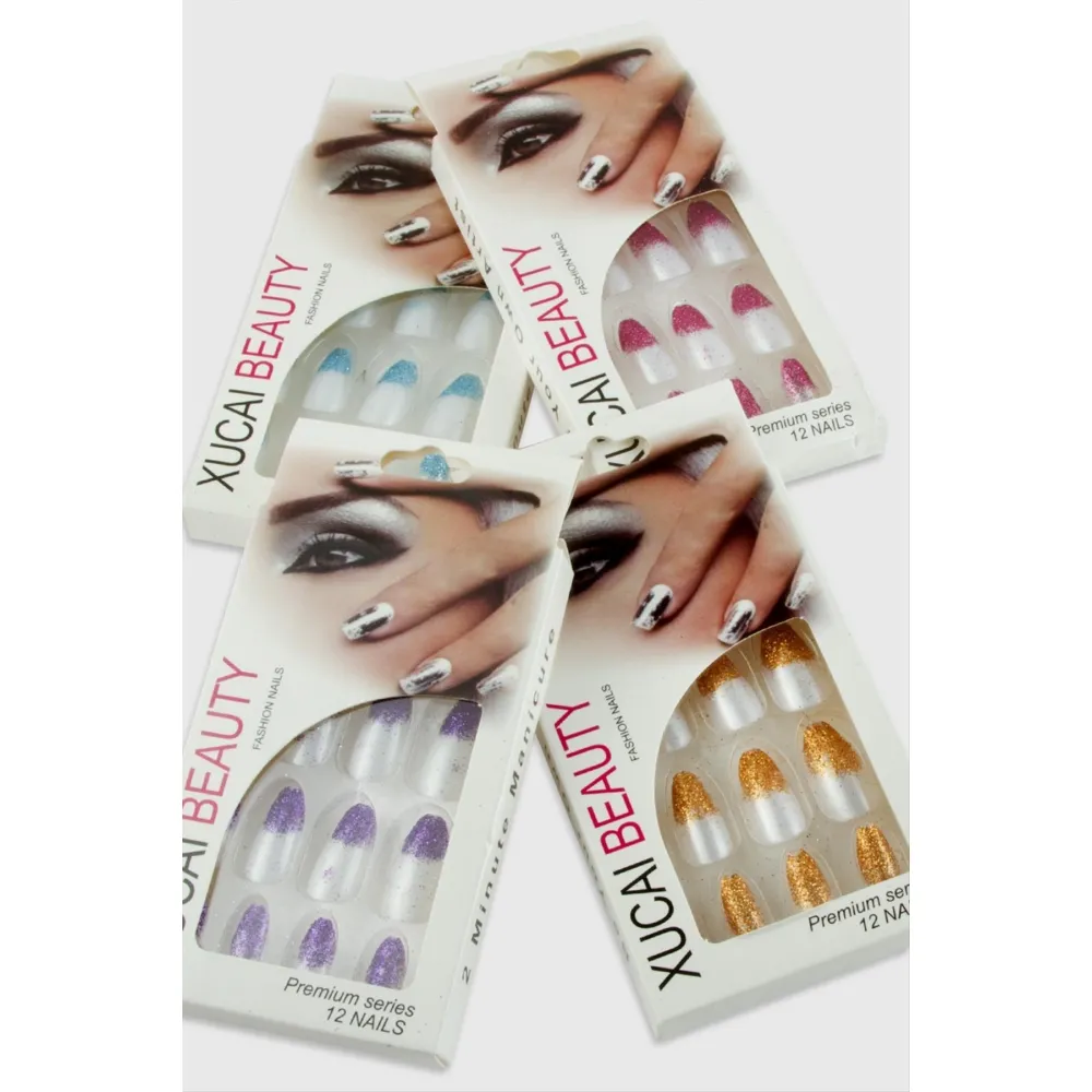 Simli Renkli Takma Tırnak-Renkli