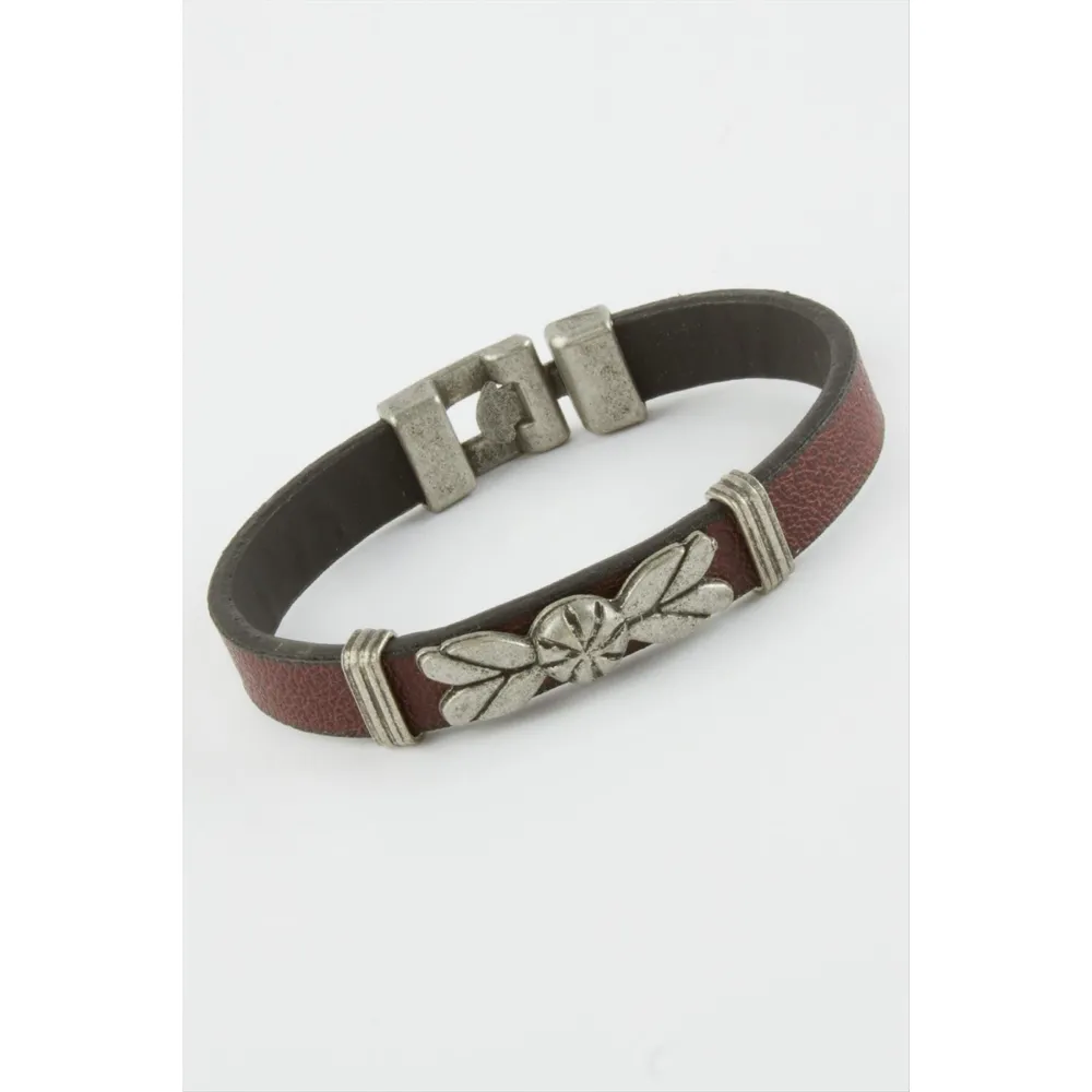 Çift Başlı Kartal Suni Deri Bileklik-Bordo