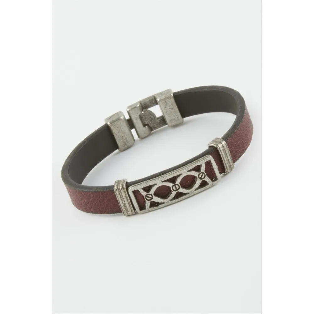 Sonsuzluk Suni Deri Bileklik-Bordo