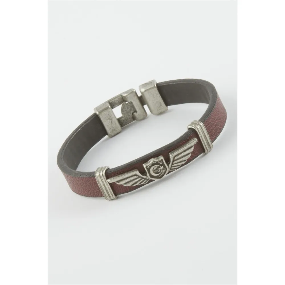 Ay Yıldız Suni Deri Bileklik-Bordo