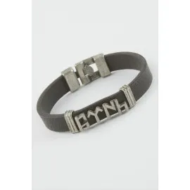 Türk Yazılı Suni Deri Bileklik-Siyah