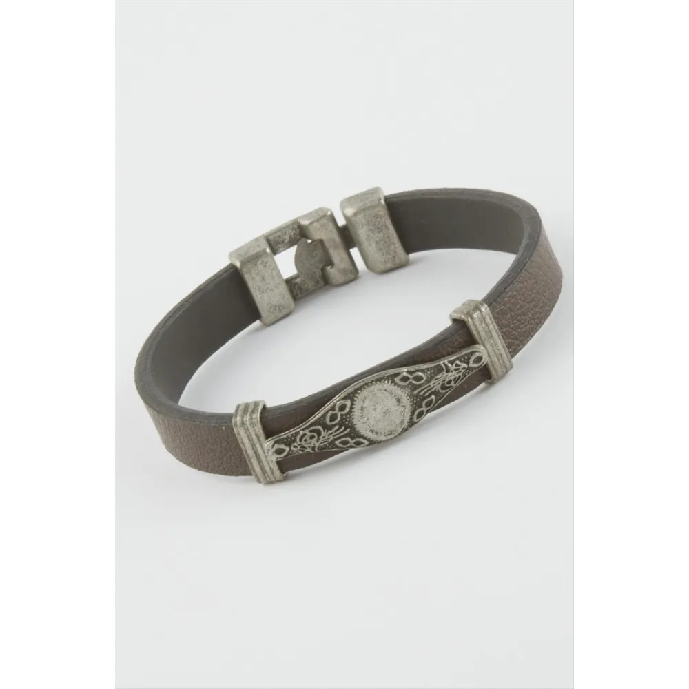 Tuğra Suni Deri Bileklik-Kahverengi