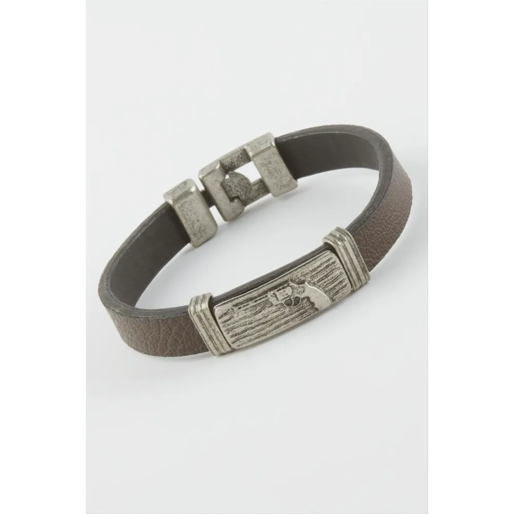 Silah Suni Deri Bileklik-Kahverengi