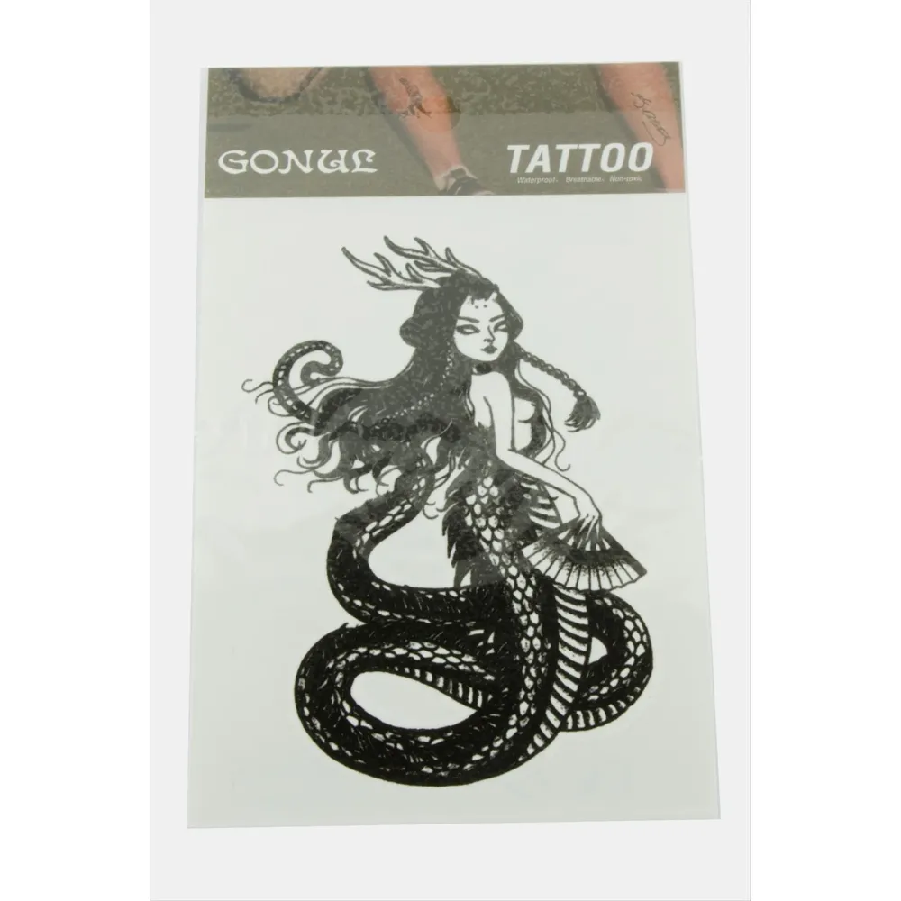 Şahmeran Tattoo Dövme Sticker-Beyaz