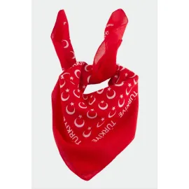 Ay Yıldız Desenli Bandana 50X50-Kırmızı