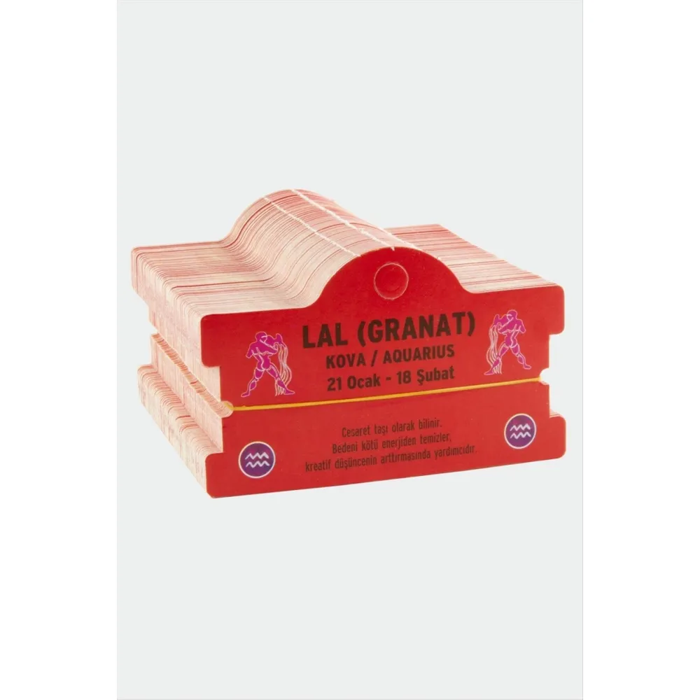 Lal Granat - Kova Burç Bileklik Kartı-Kırmızı