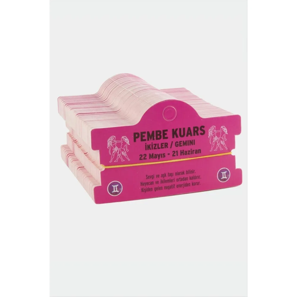 Pembe Kuars - İkizler Burç Bileklik Kartı-Pembe
