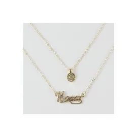 Atatürk Figürlü İkili Kolye-Sarı