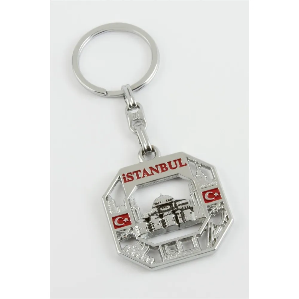 İstanbul Yazılı Metal Anahtarlık-Gümüş Rengi