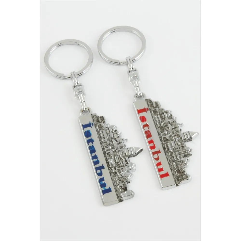 İstanbul Yazılı Metal Anahtarlık-Gümüş Rengi