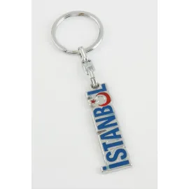 İstanbul Yazılı Metal Anahtarlık-Gümüş Rengi